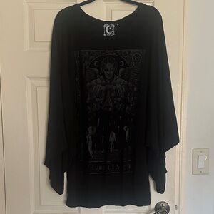 Killstar Black Graphic Kimono Sleeve Top